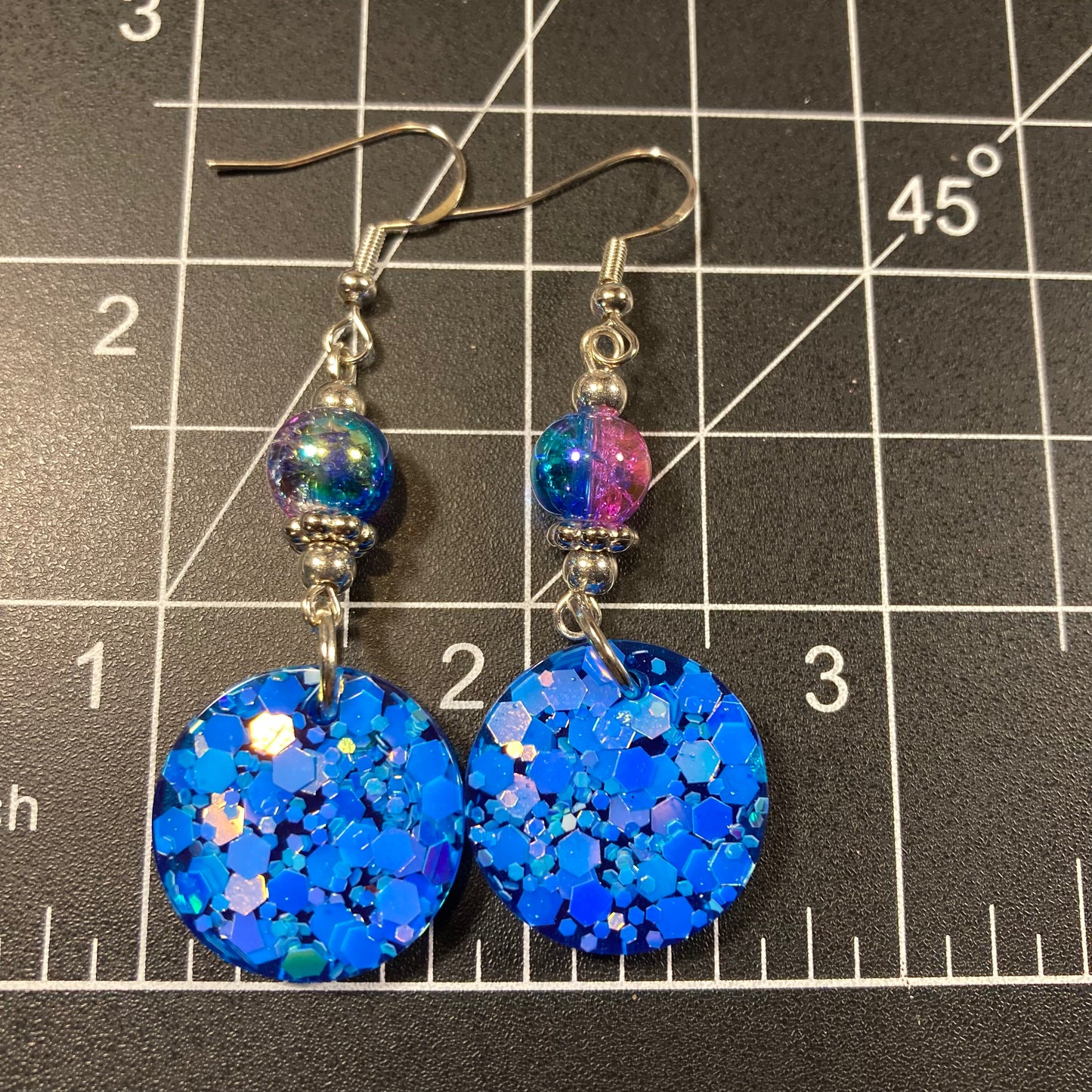 Beach Earrings, sparkling blue