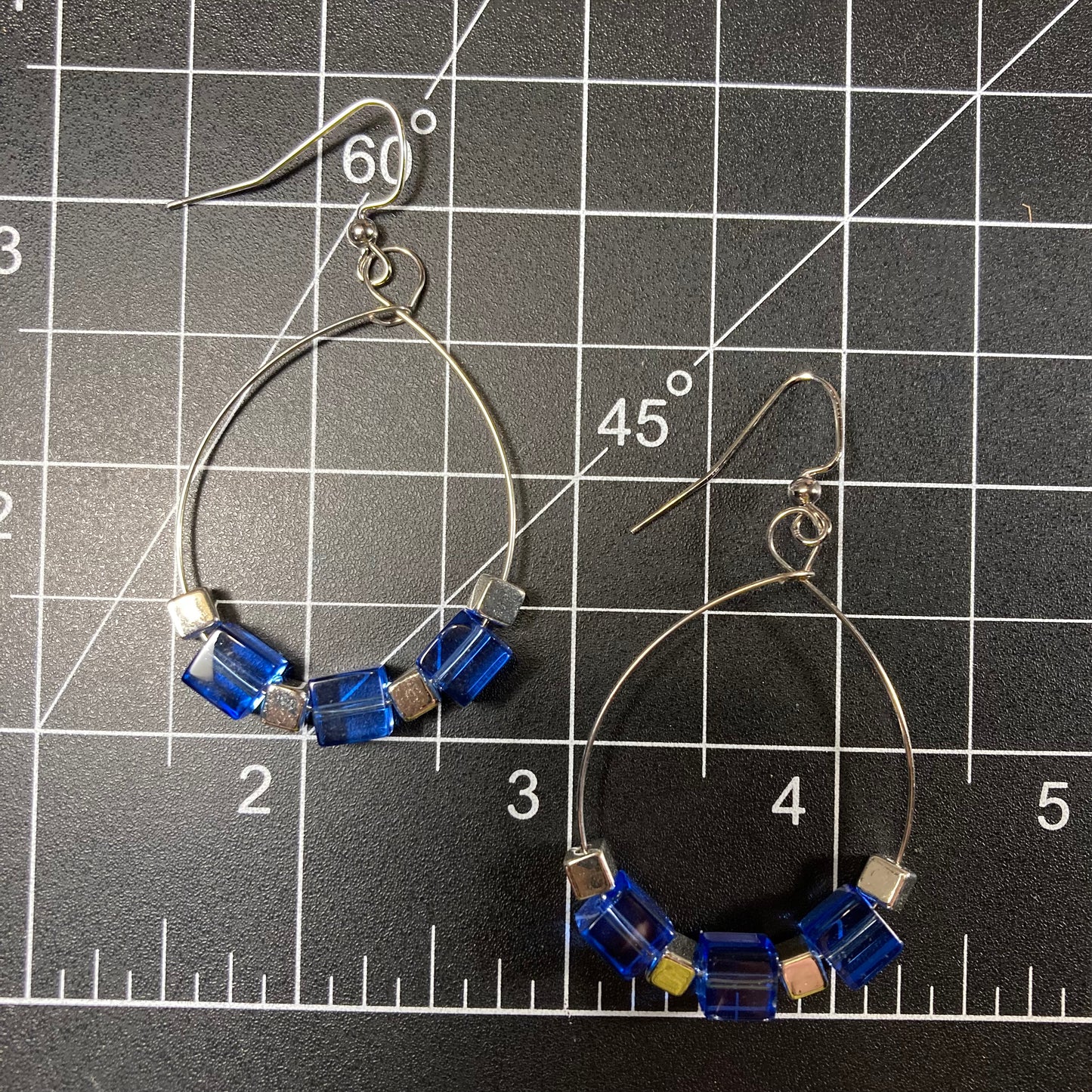 Hoop Earrings, blue beads
