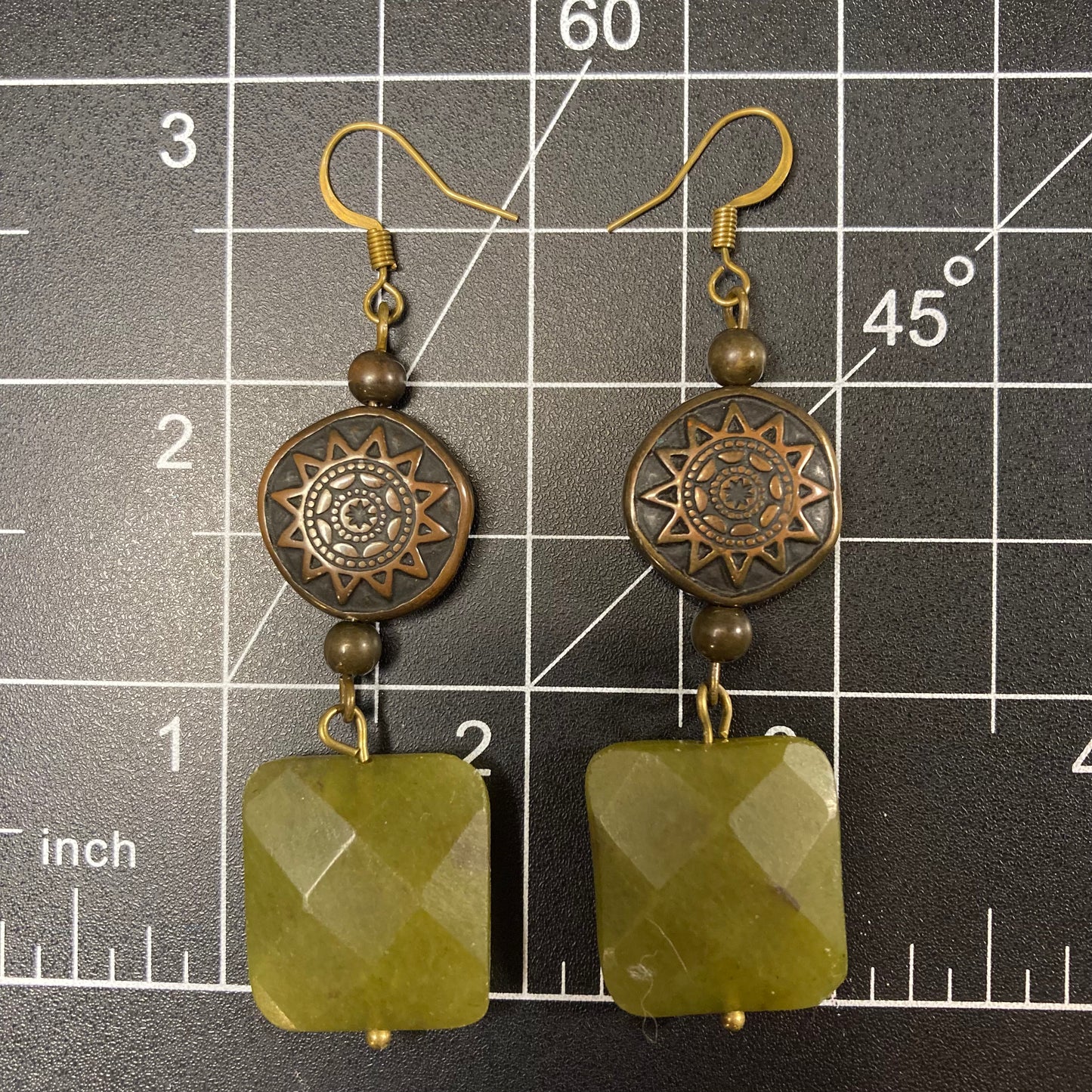 Green square Earrings