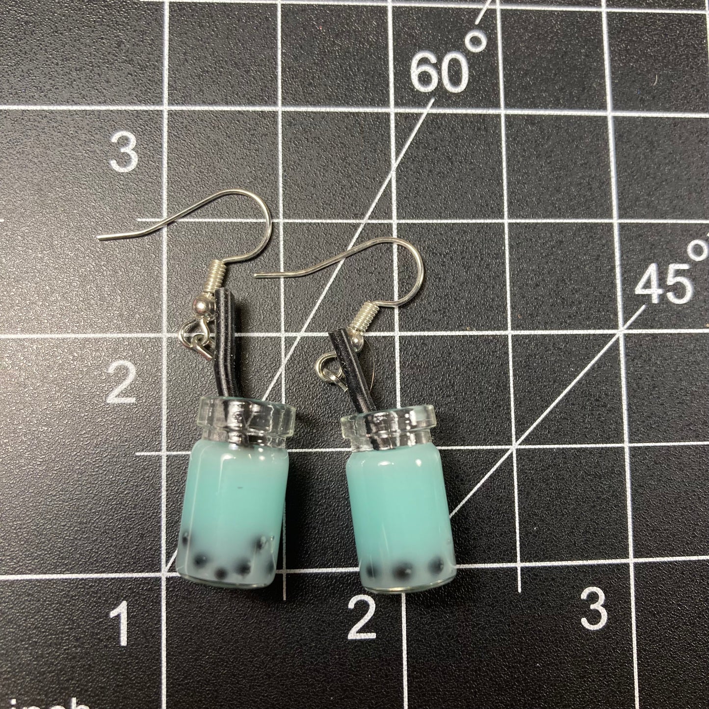 Seafoam Blue Boba Tea Earrings