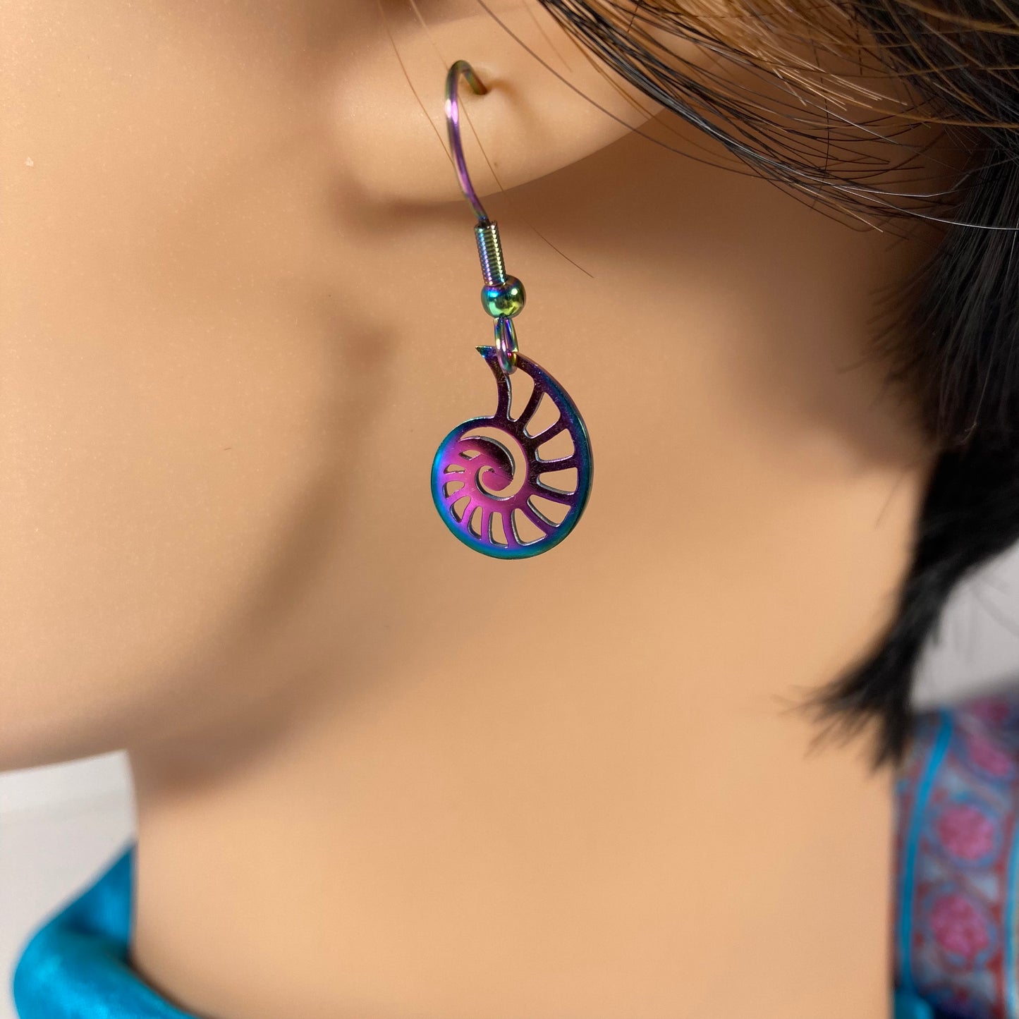 Iridescent Ammonite Earrings