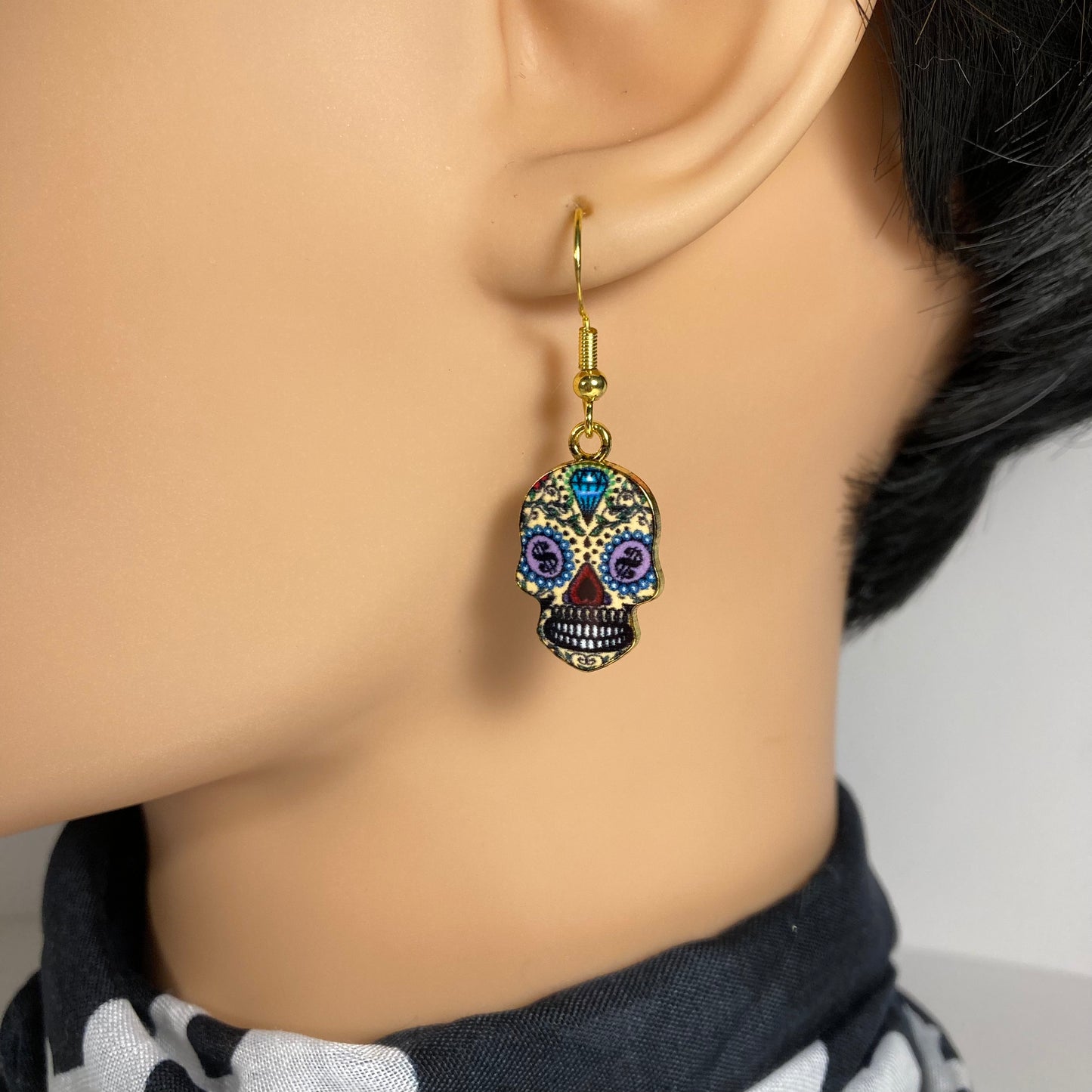 Day of the Dead sugar skulls charm earrings