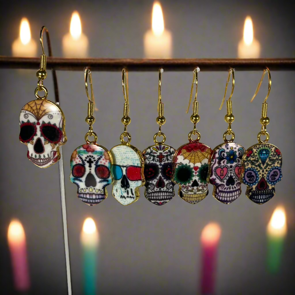 Day of the Dead sugar skulls charm earrings