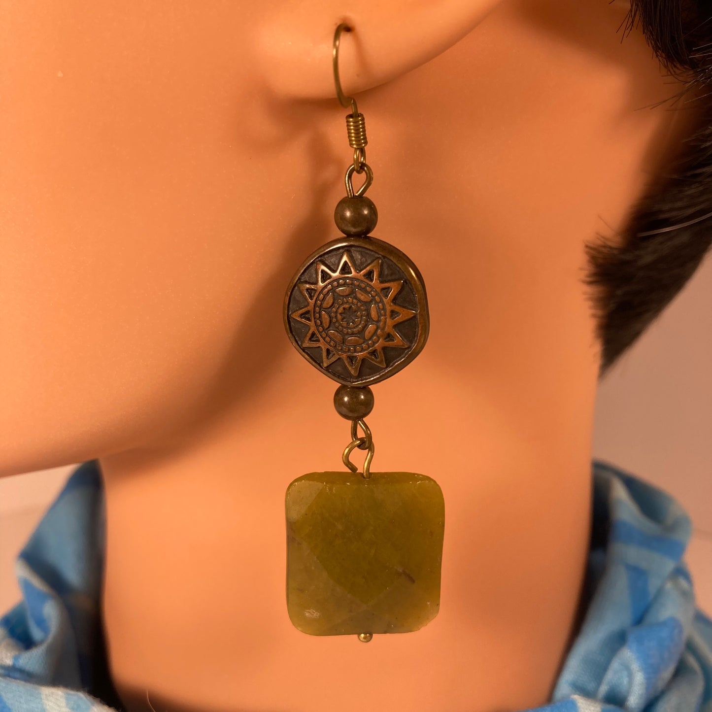 Green square Earrings
