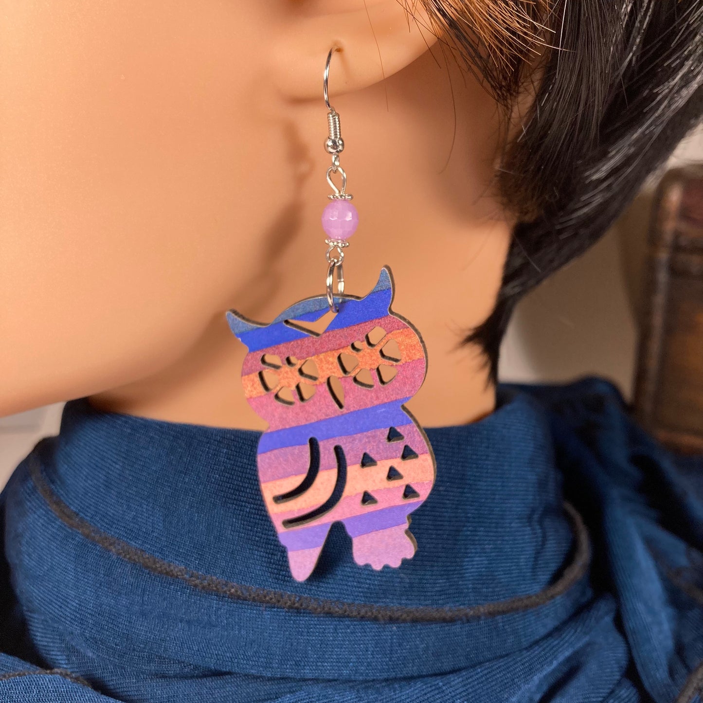 Purple Owls Earrings