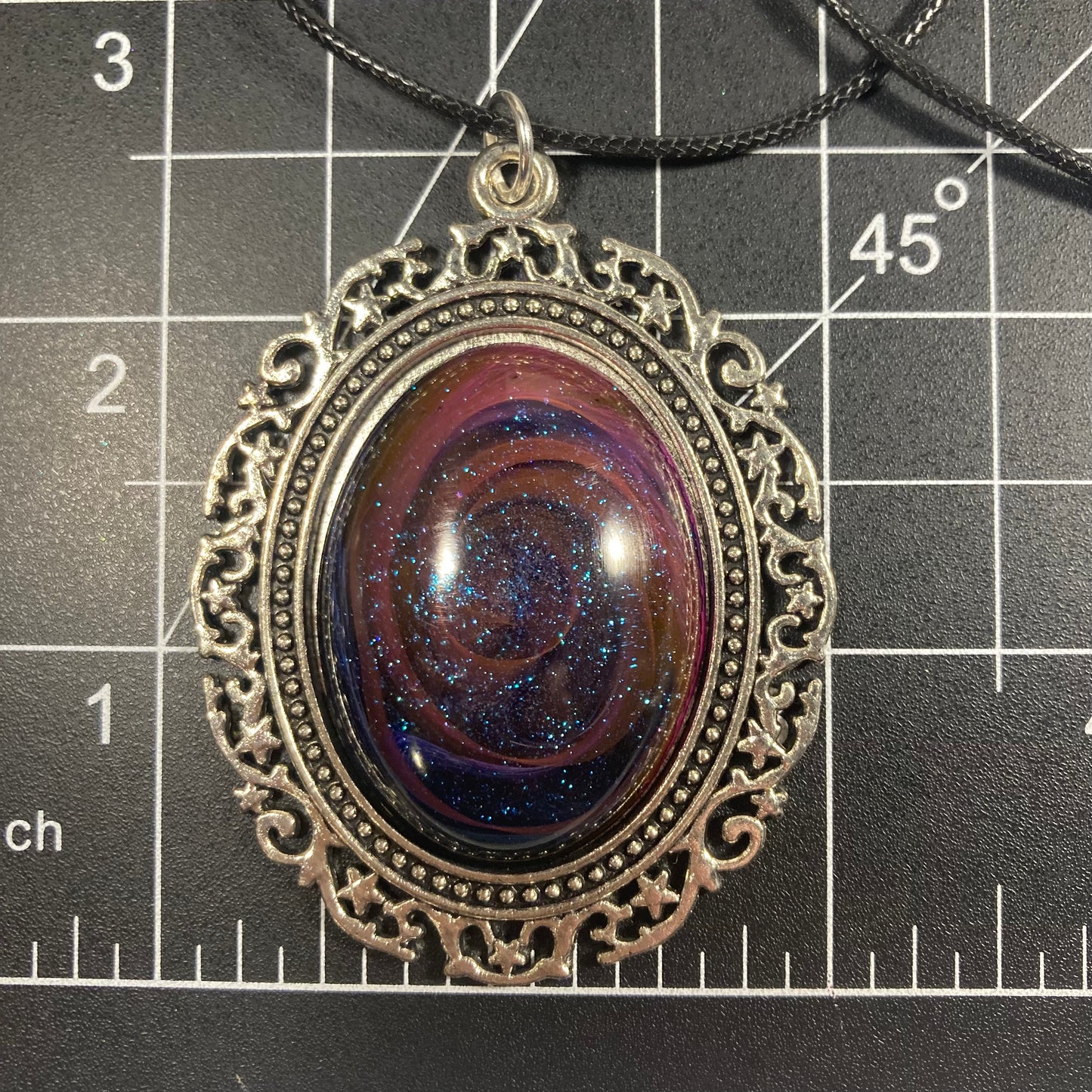 Galaxy Neclace, large oval purple