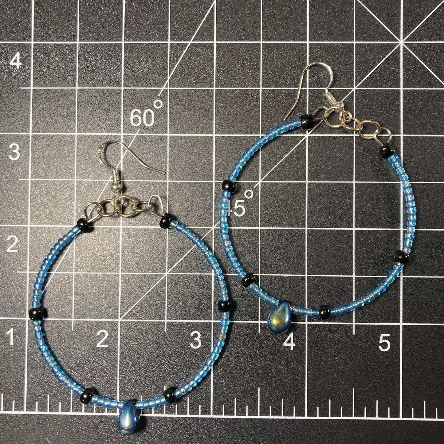 Hoop Earrings, black and blue