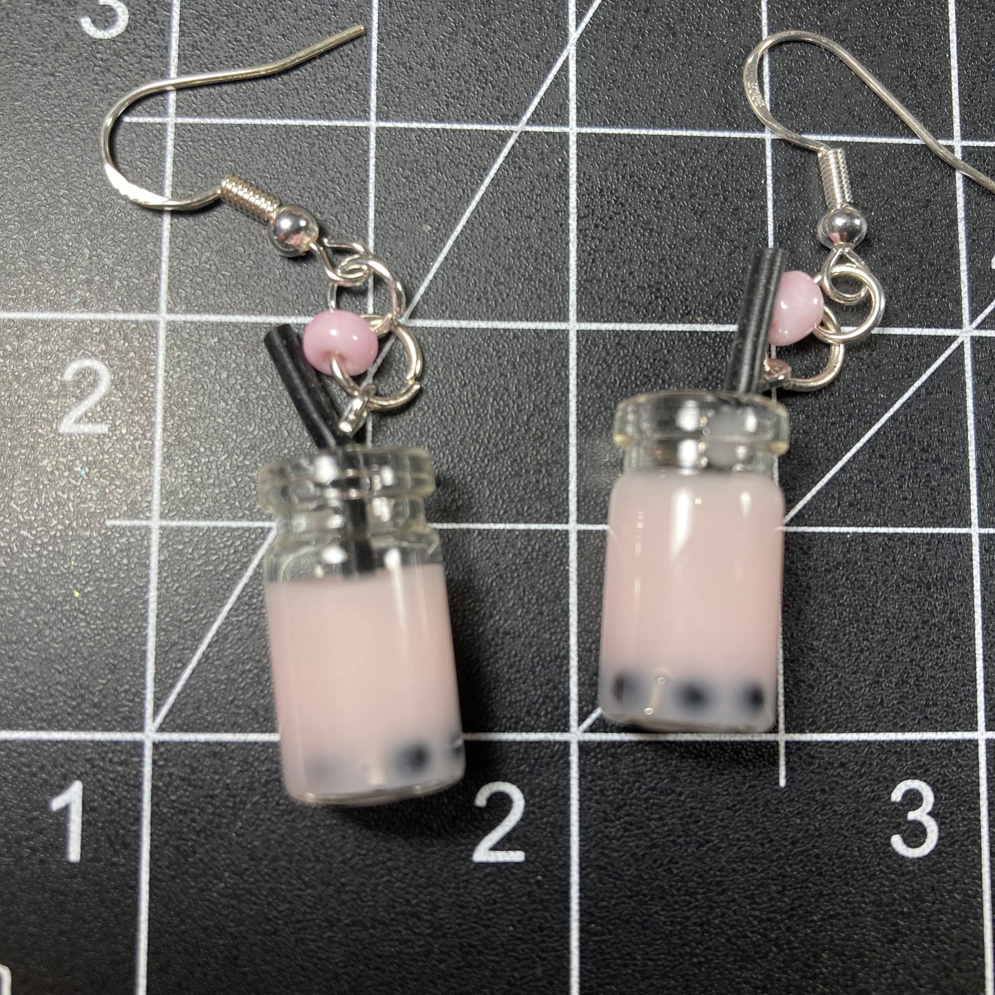 Rose Pink Boba Tea Earrings