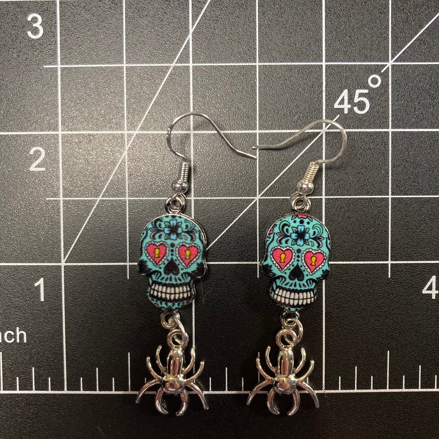 SugarSkull Earrings with spiders
