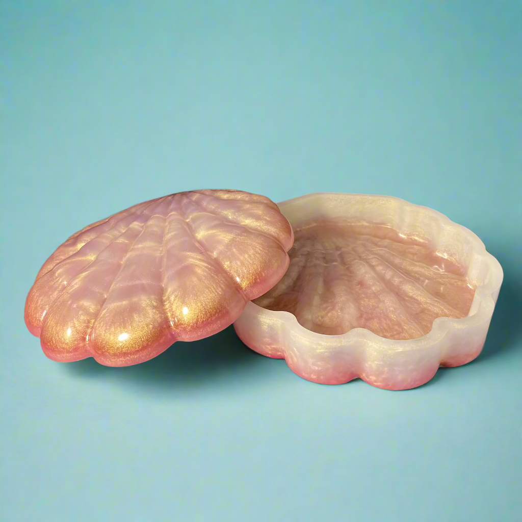 Jewelry box, sea shell, pink, pearl
