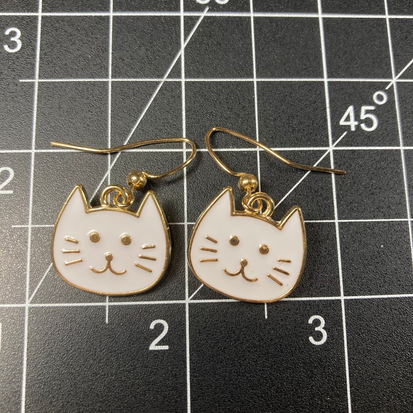 Cat Earrings, white