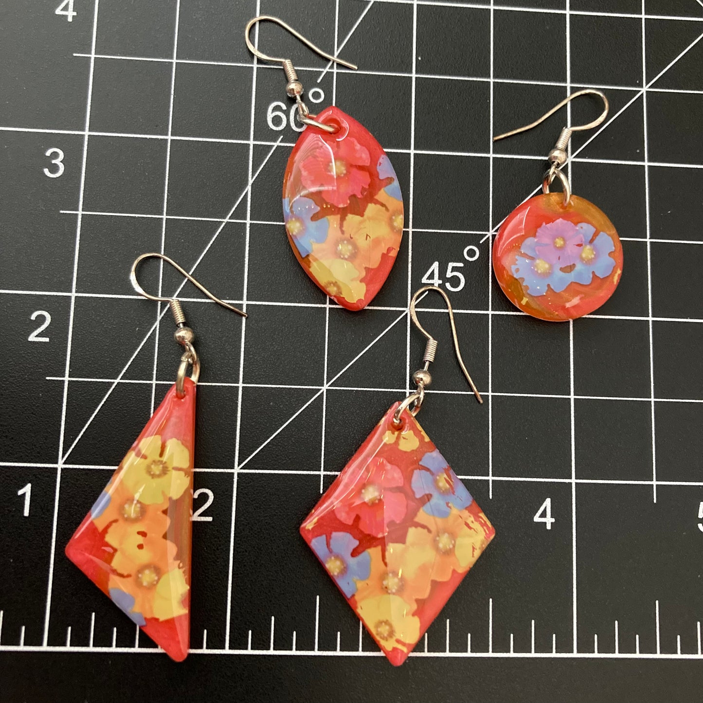Drop Earrings, tropical flowers, dangle earrings