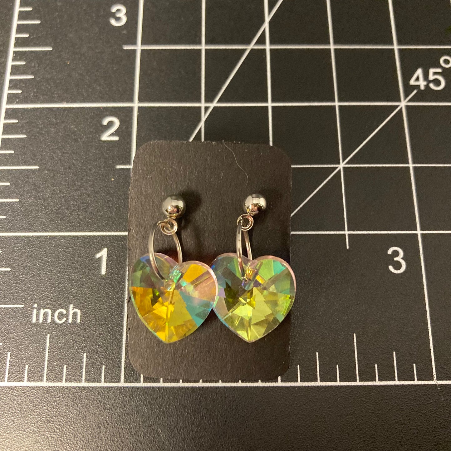 Prismatic heart earrings