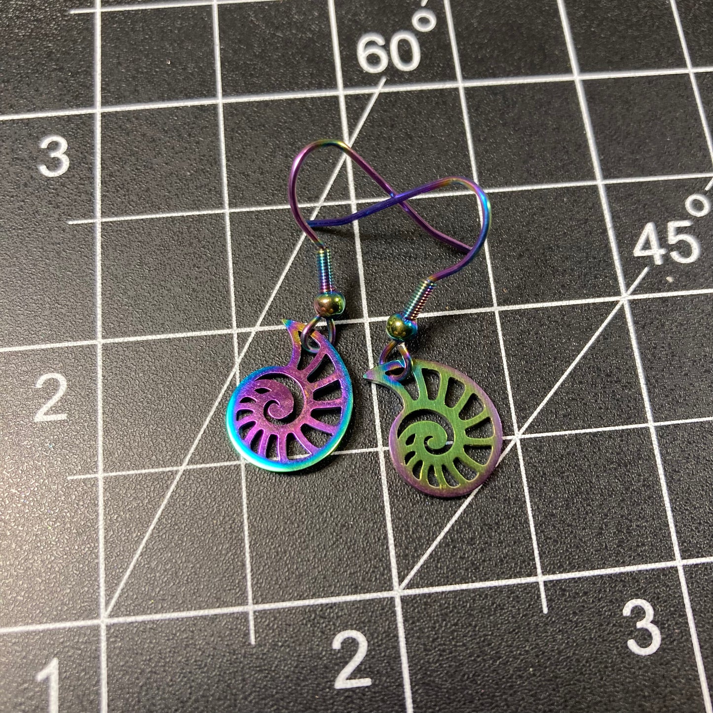 Iridescent Ammonite Earrings