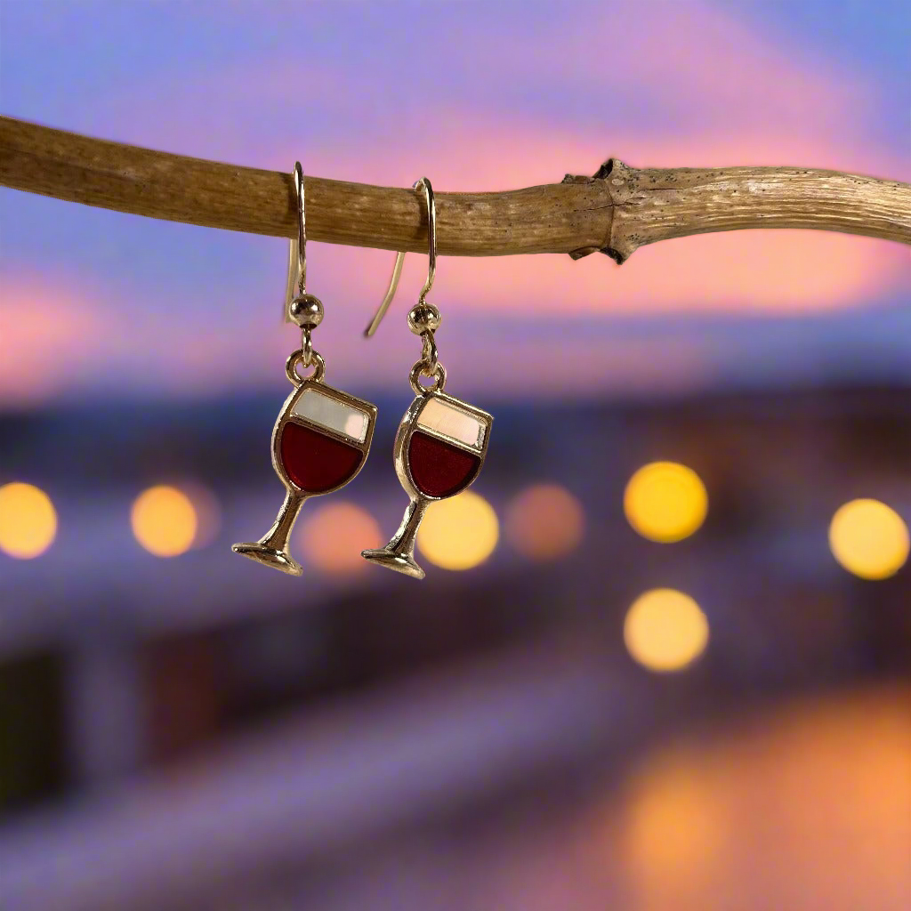 Party Earrings, wine glasses