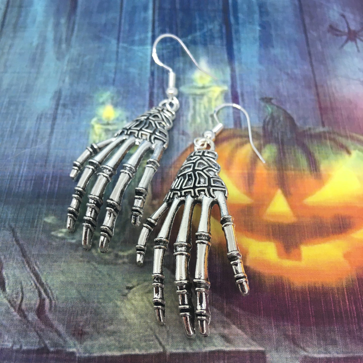 Halloween Earrings, skeleton hands
