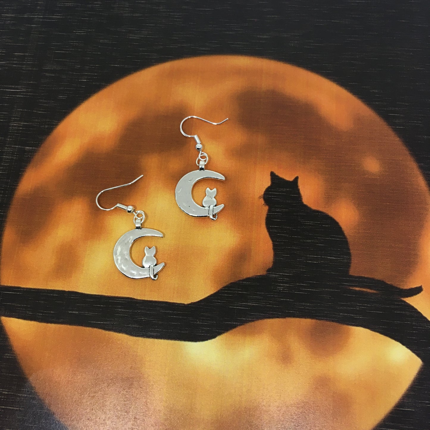 Cat on the Moon Earrings