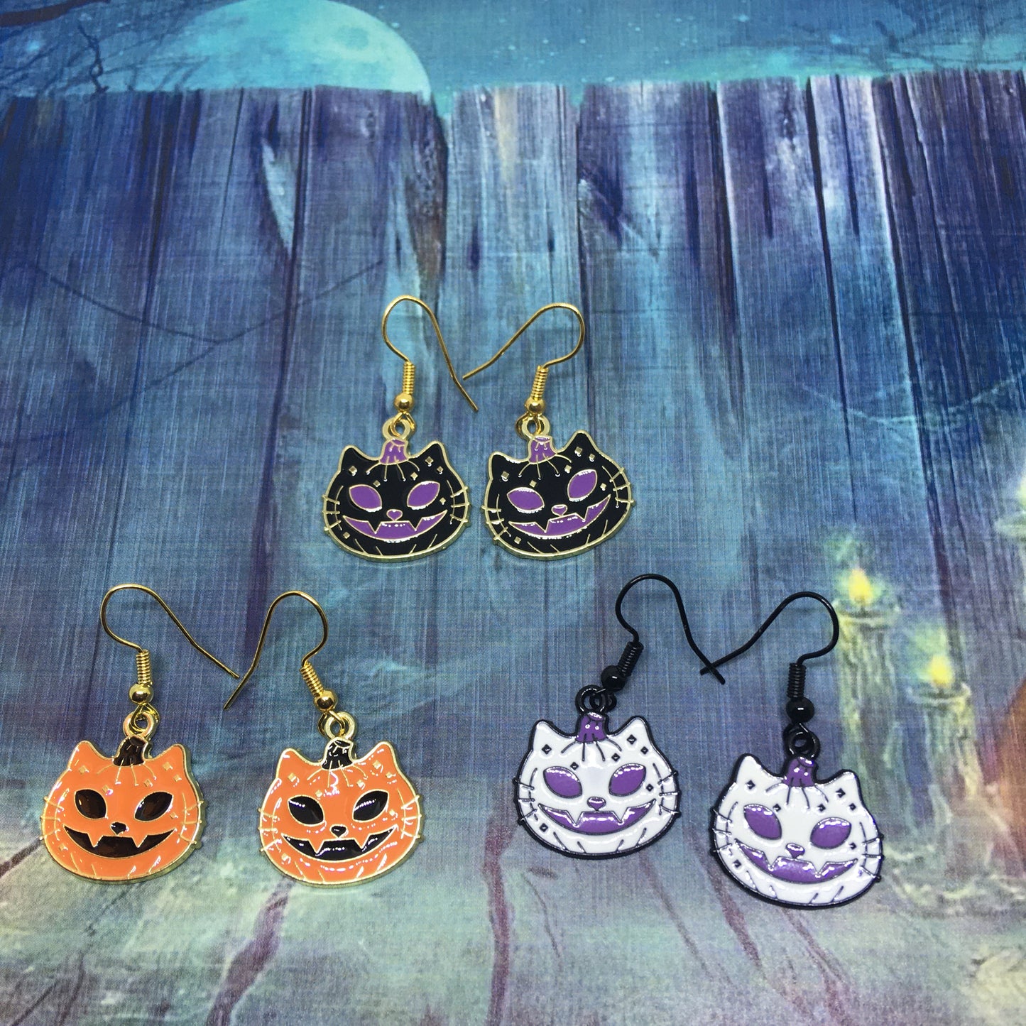 Cat Earrings, Halloween, vampire cats