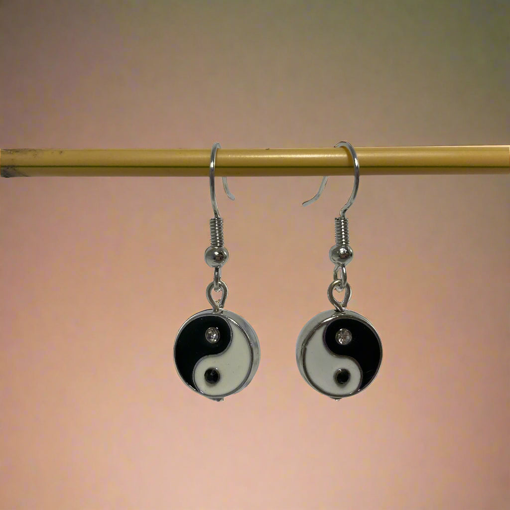 Yin & Yang Earrings with rhinestones