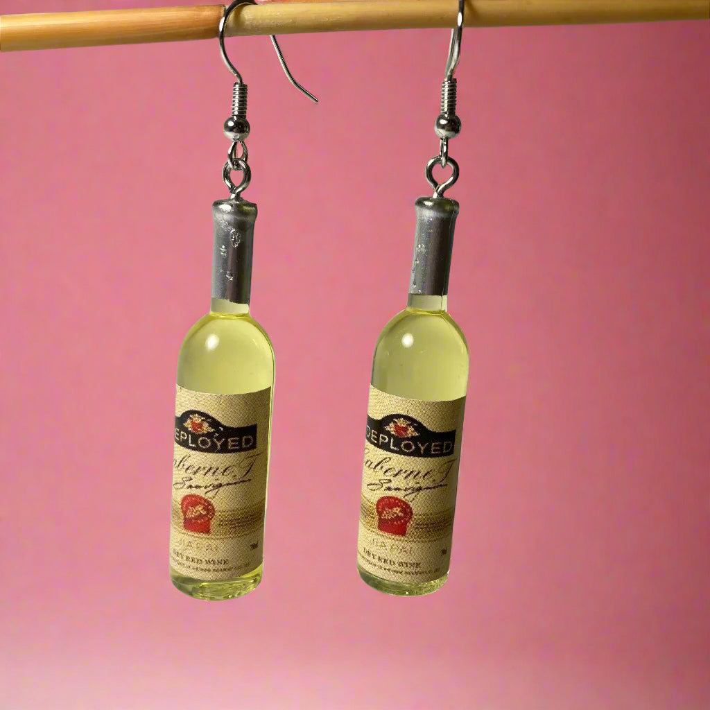 Party earrings, champagne bottles