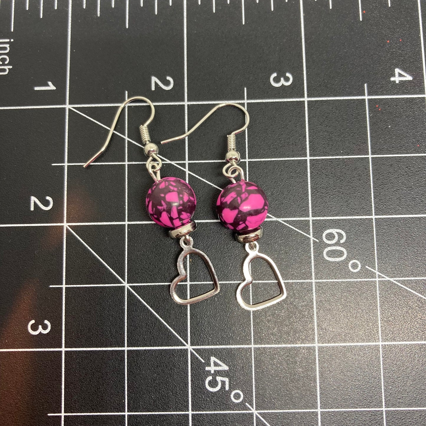 Purple and Black Marble Dangles