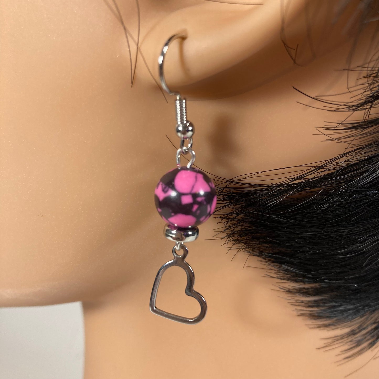Purple and Black Marble Dangles