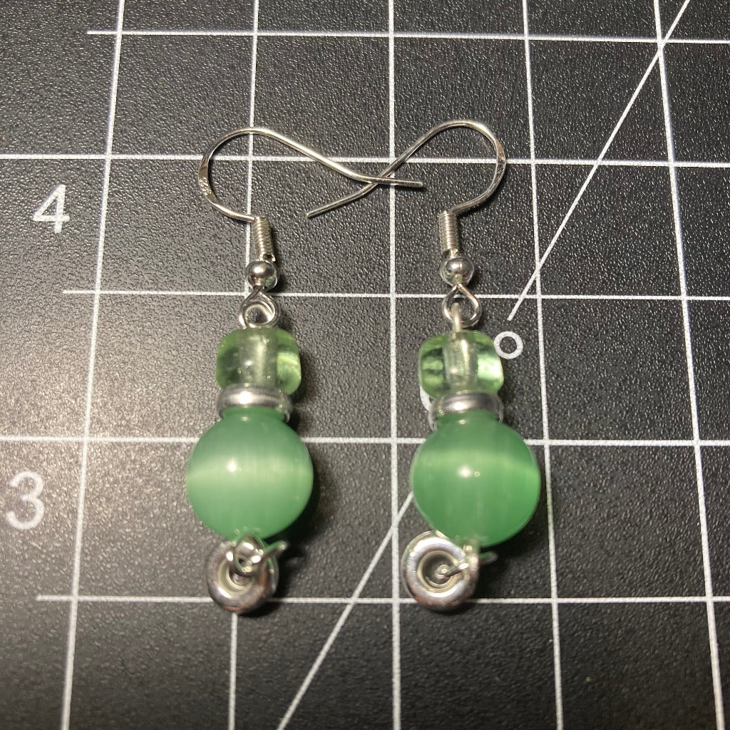 Drop Earrings, Iridescent Green