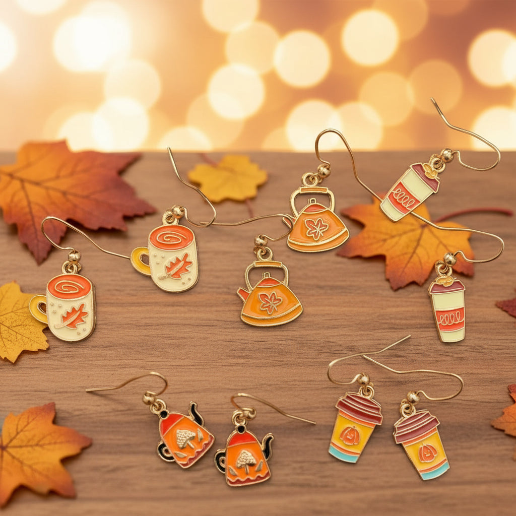 Fall earrings, cozy drinks