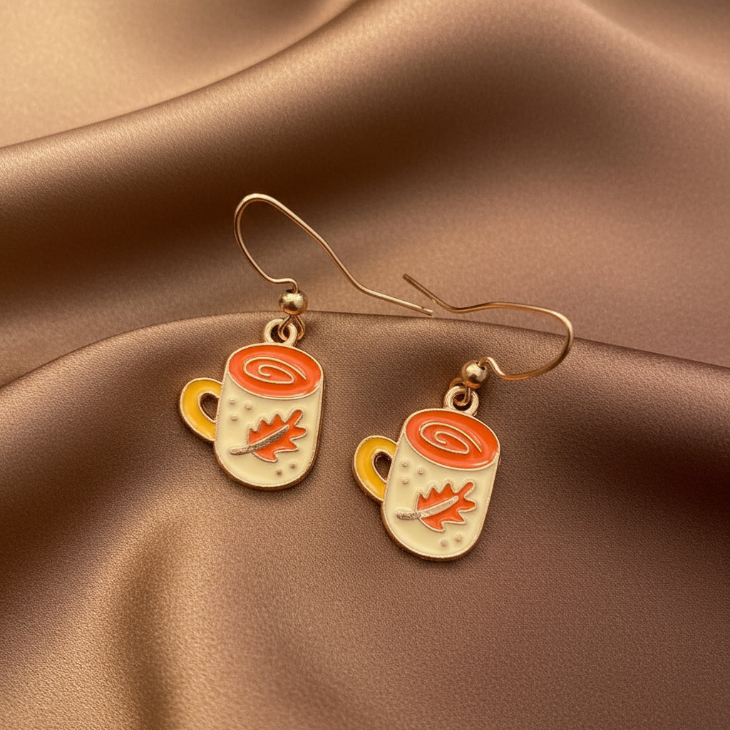 Fall earrings, cozy drinks