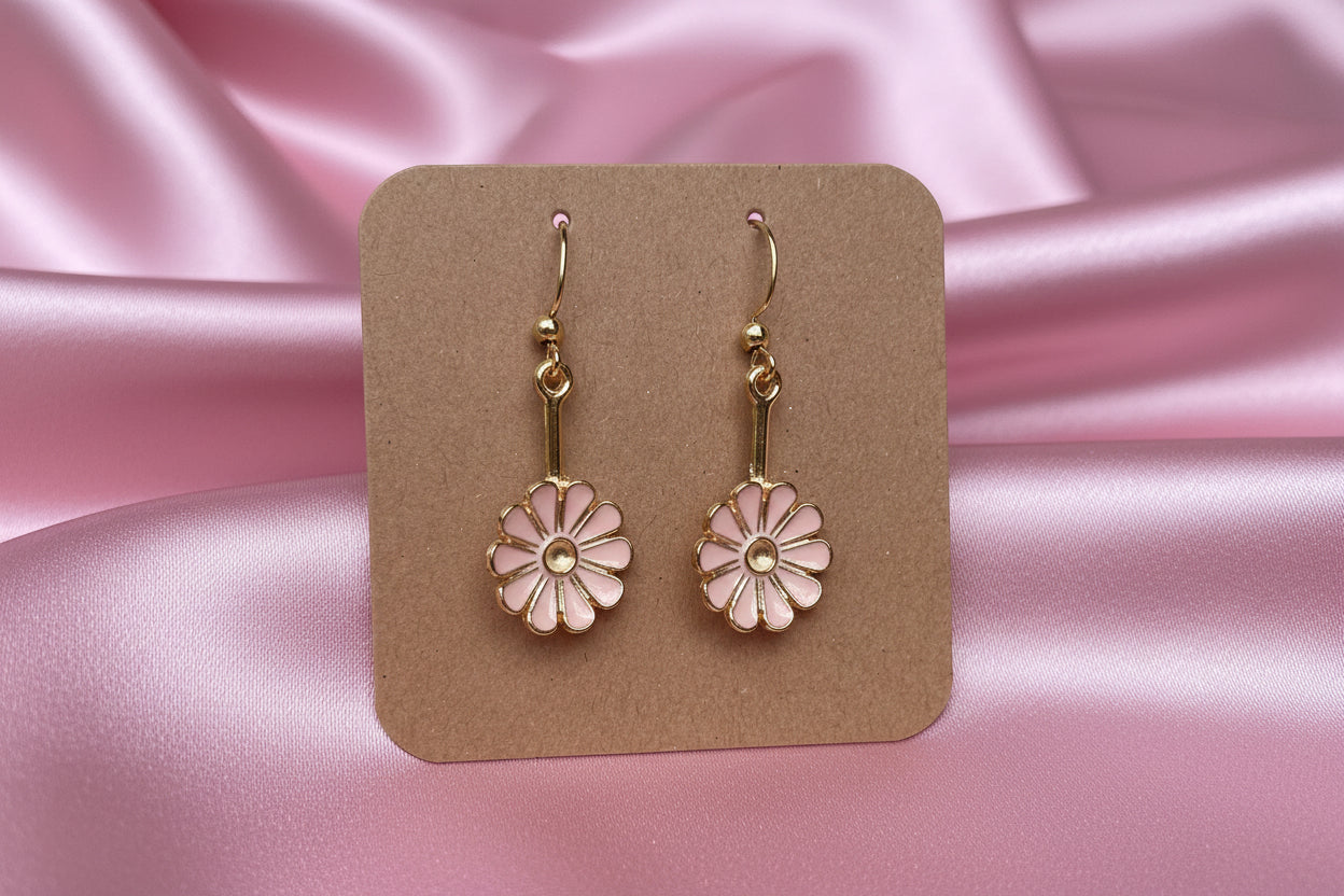 Pink Flowers Charm Earrings