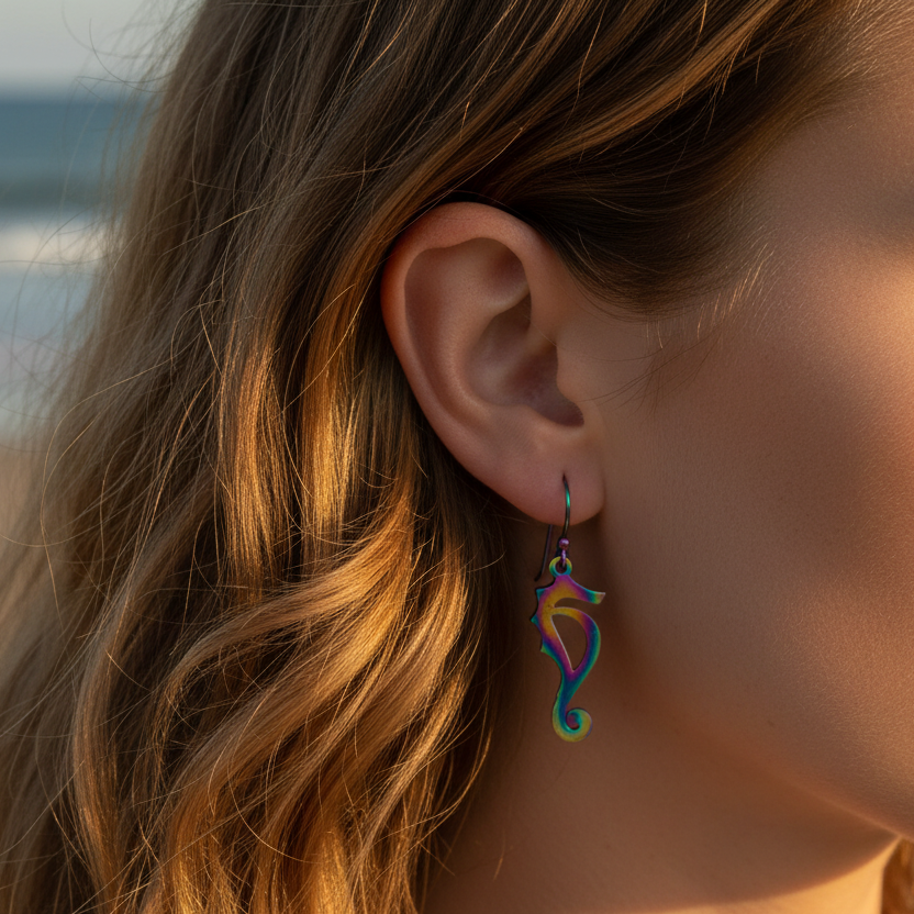 Iridescent Seahorse Earrings
