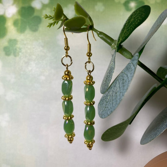 Green & Shimmery Dangle Earrings