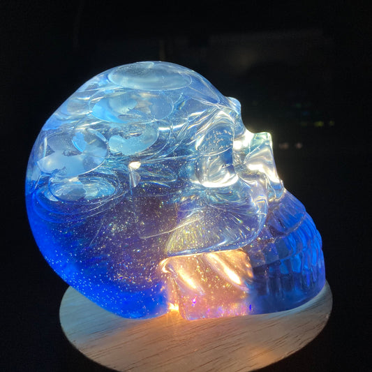 Blue skull lamp