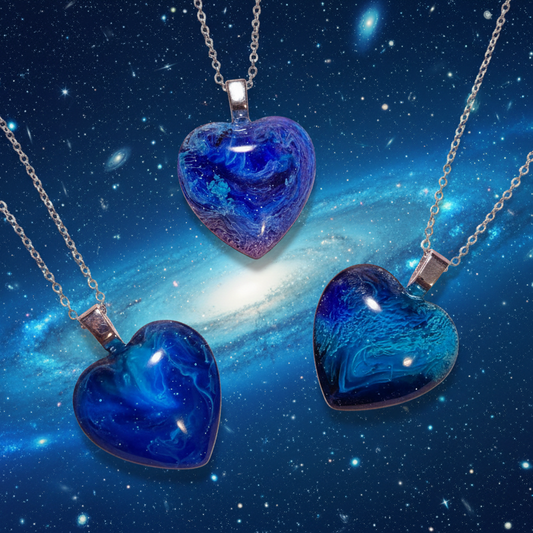 Elemental Harmony Necklace, heart, blue,  Water Element
