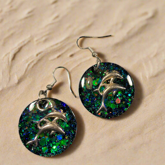 Dolphins in Ocean Earrings