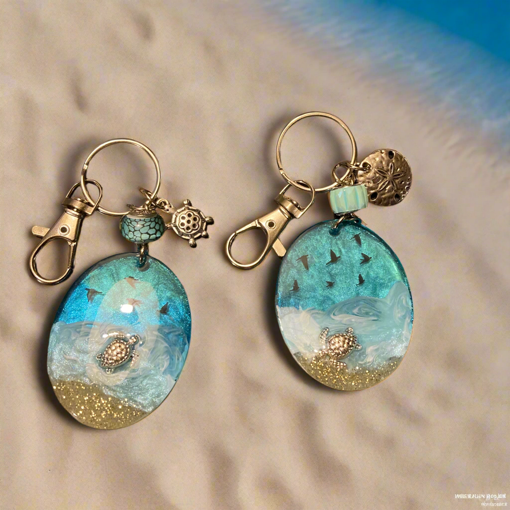 Keychain, bag charm, ocean, sea turtles