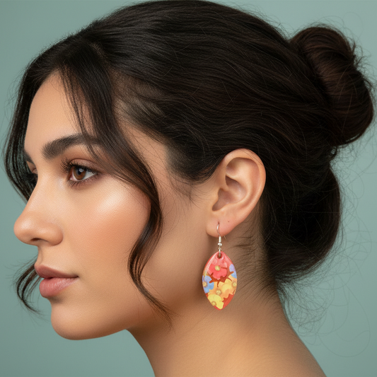 Drop Earrings, tropical flowers, dangle earrings