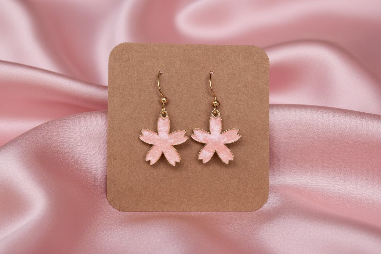 Pink Flowers Charm Earrings