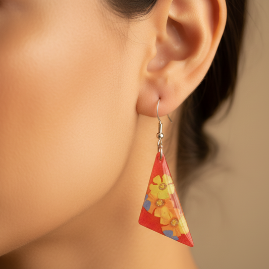 Drop Earrings, tropical flowers, dangle earrings