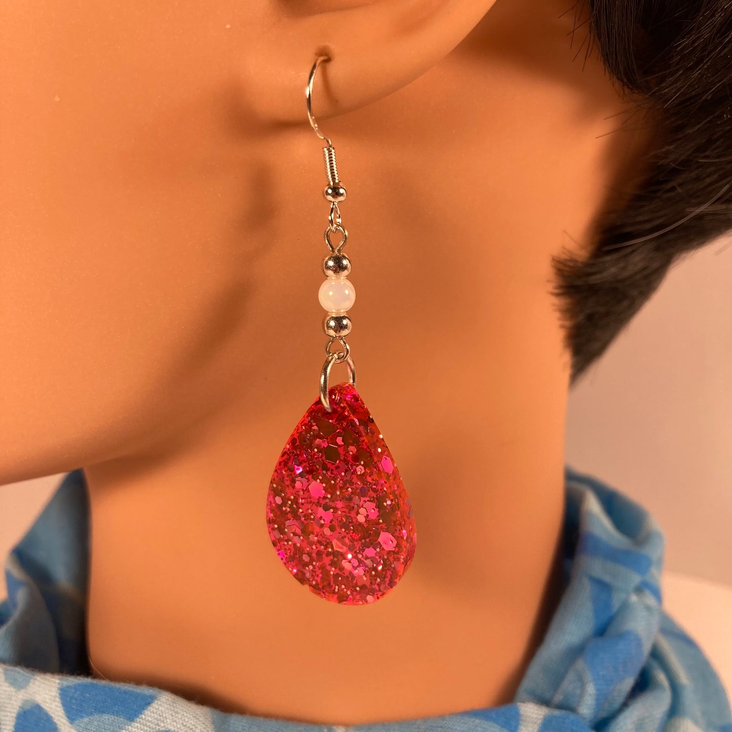 Pink teardrop earrings