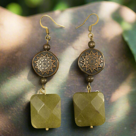 Green square Earrings