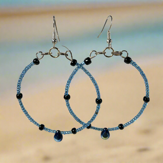 Blue Hoop Earrings