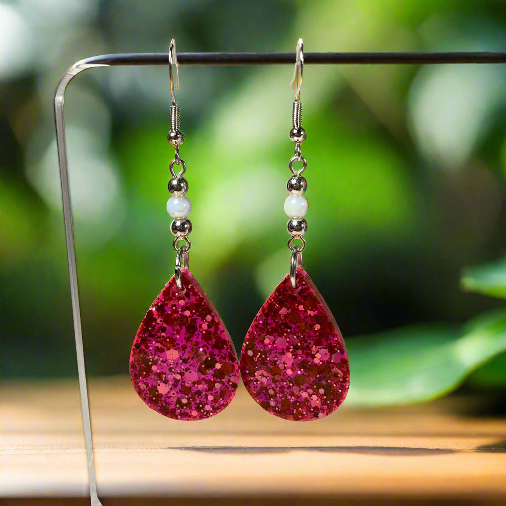 Pink teardrop earrings