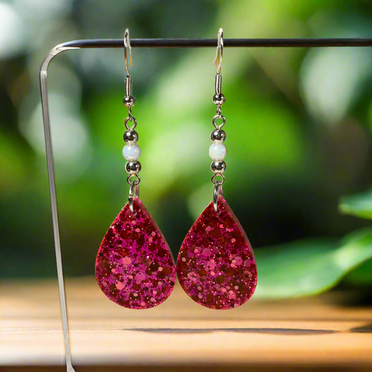 Pink teardrop earrings