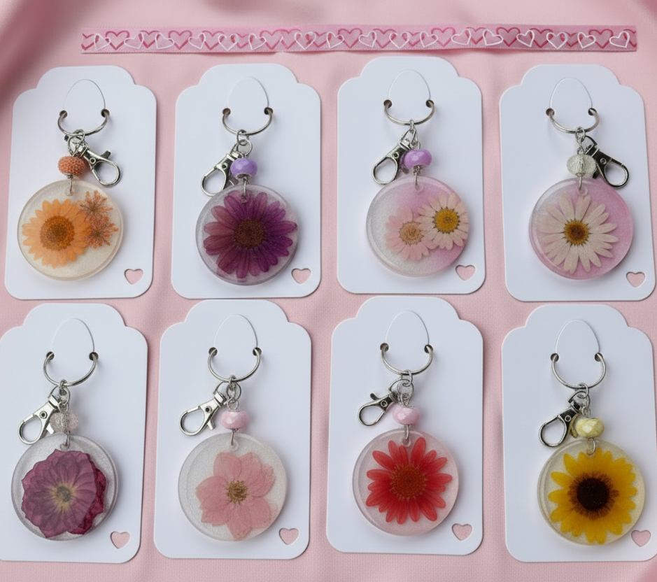 Floral bag charms/keychains