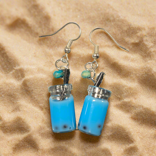 Ocean Blue Boba Tea Earrings