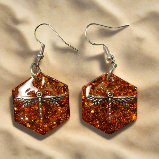 Octagon Dragonfly Earrings