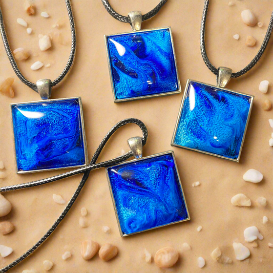 Galaxy Necklaces, square, blue