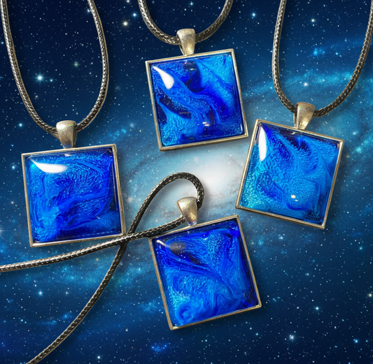 Elemental Harmony Necklace, square, blue, Water Element