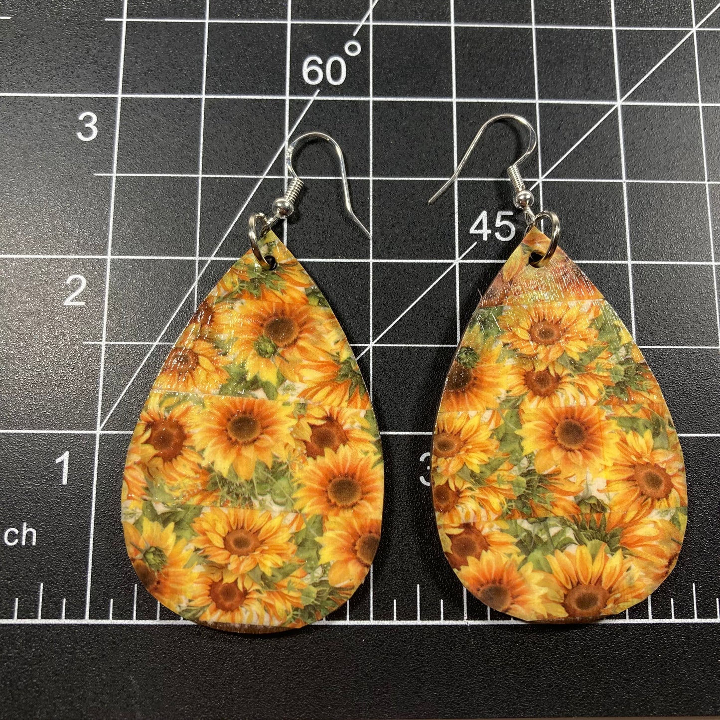 Sunflowers wooden earrings